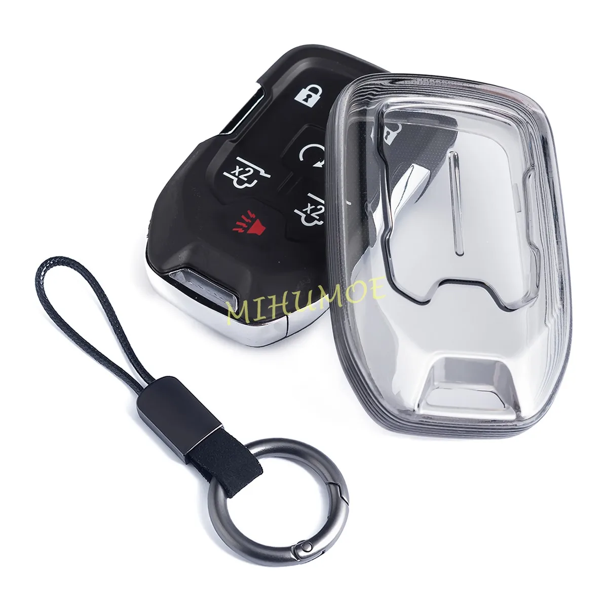 Black Transparent Key Fob Case Cover Holder For GMC Sierra Acadia Terrain Yukon Chevrolet Silverado Tahoe Suburban Accessories