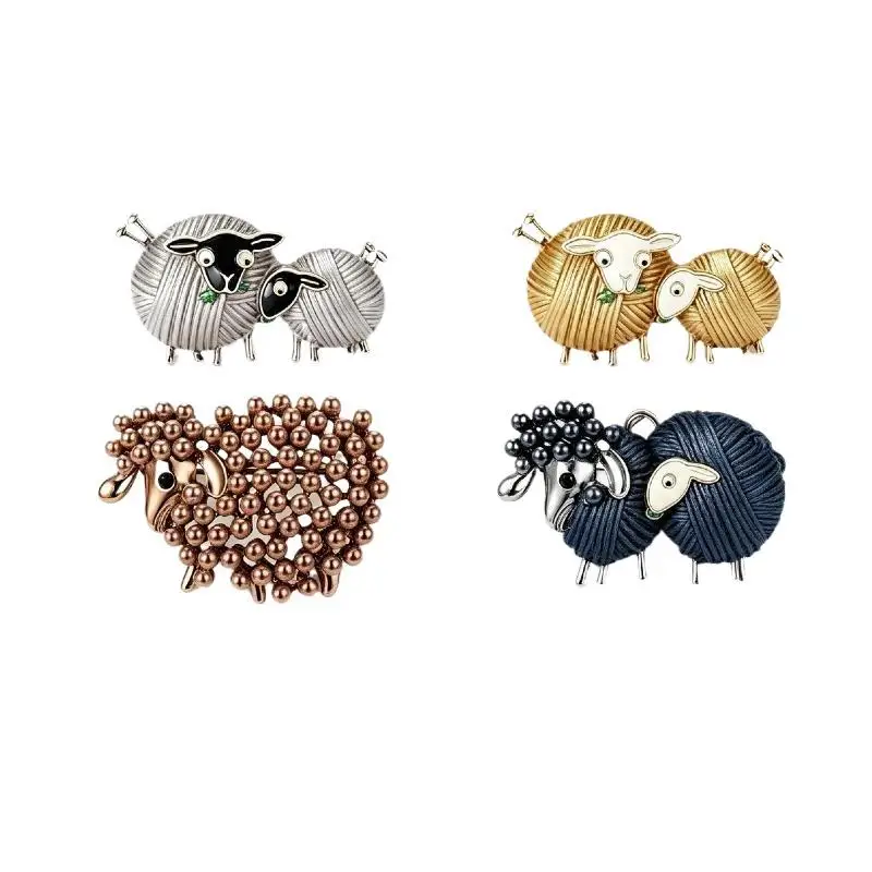 1Pcs Animal Brooch Rhinestone Pearls Lapel Pin Perfect For Daily Wear Party Dresses Elegant Sheep Goat Shaped Brooch