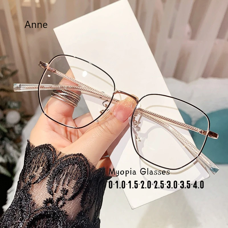 Oversized Myopia Glasses Metal Frame Nearsighted Sunglasses Women's Full Frame Myopia Glasses Diopter 0 To -6.0 gafas