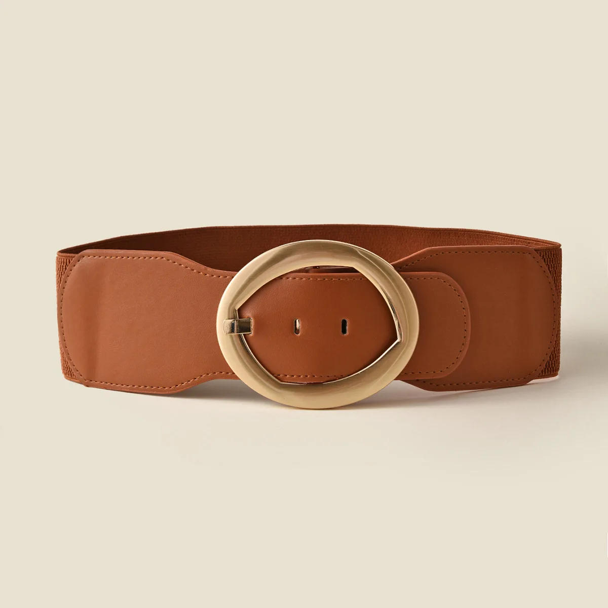 Ladies Wide Waist Seal Fashion Round Buckle Elastic Brown Wide Belt Decorative Jacket Dress Accessories Belt