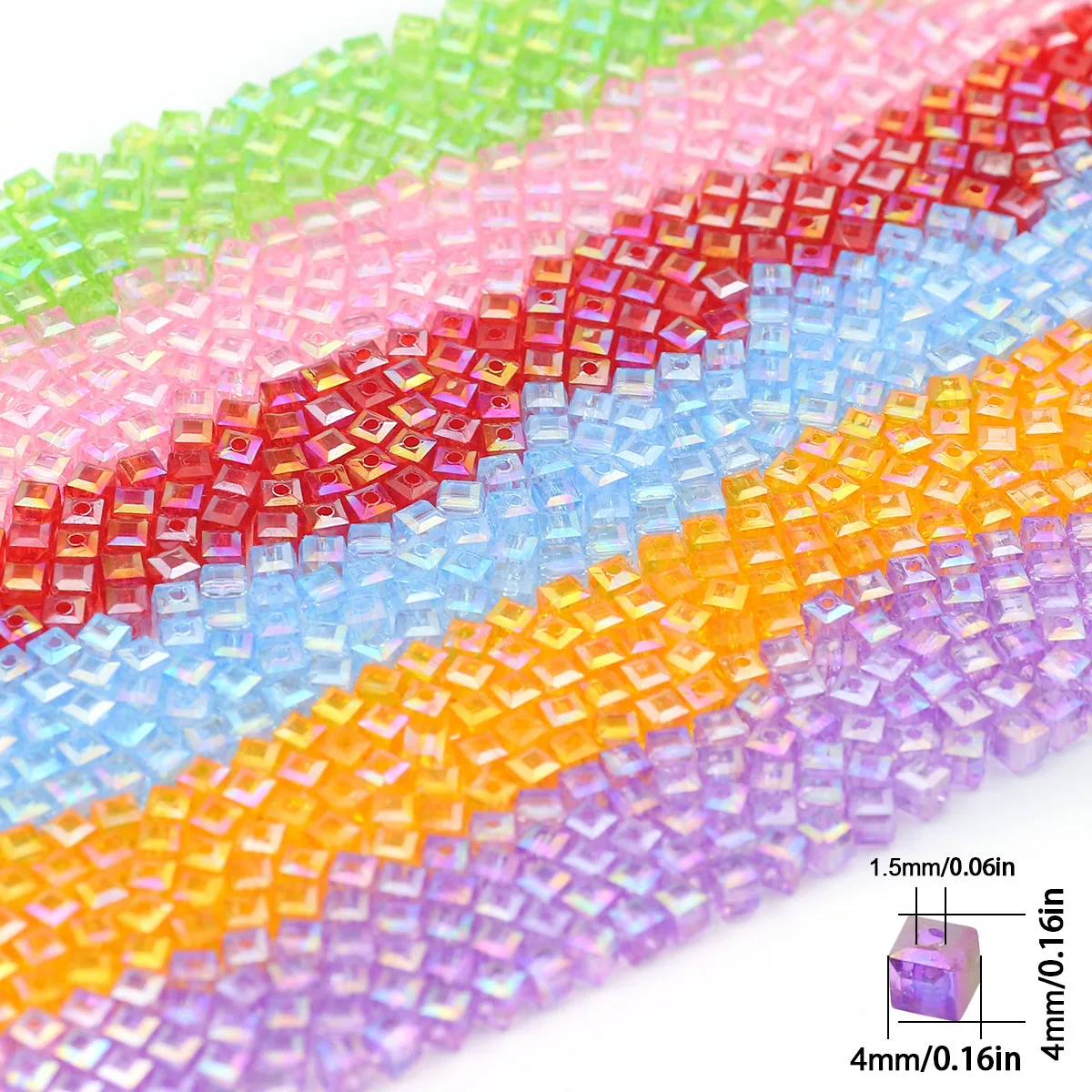 18colors 4mm 1800Pcs Multicolor Laser Square Acrylic Loose Beads Suitable for Jewelry Making DIY Bracelets Necklace Accessories