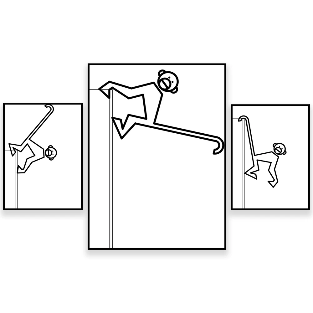 

Hanging Monkey, Black White Funny Monkey Poster and Print Wall Art Canvas Painting Picture Toilet WC Home Decor