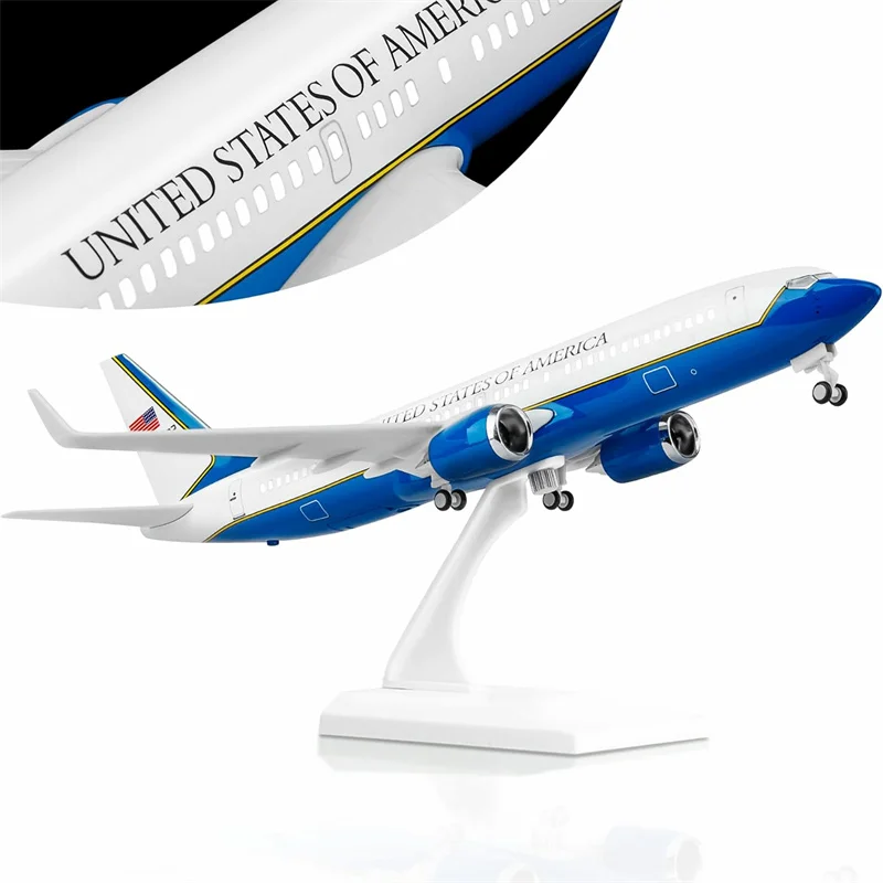 Joylluoan 1:130 Model AirForceOne 737 Model Plane Alloy Diecast Airplanes Model Airplane with LED Light