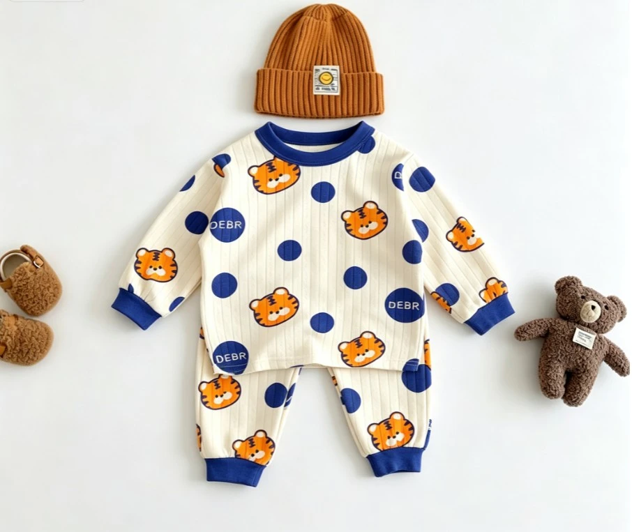 Baby Boys Girls Casual Loungewear Outfit Kid Adorable All over Cartoon Print Long Sleeve Top And Jogger Pant Suits Children Sets