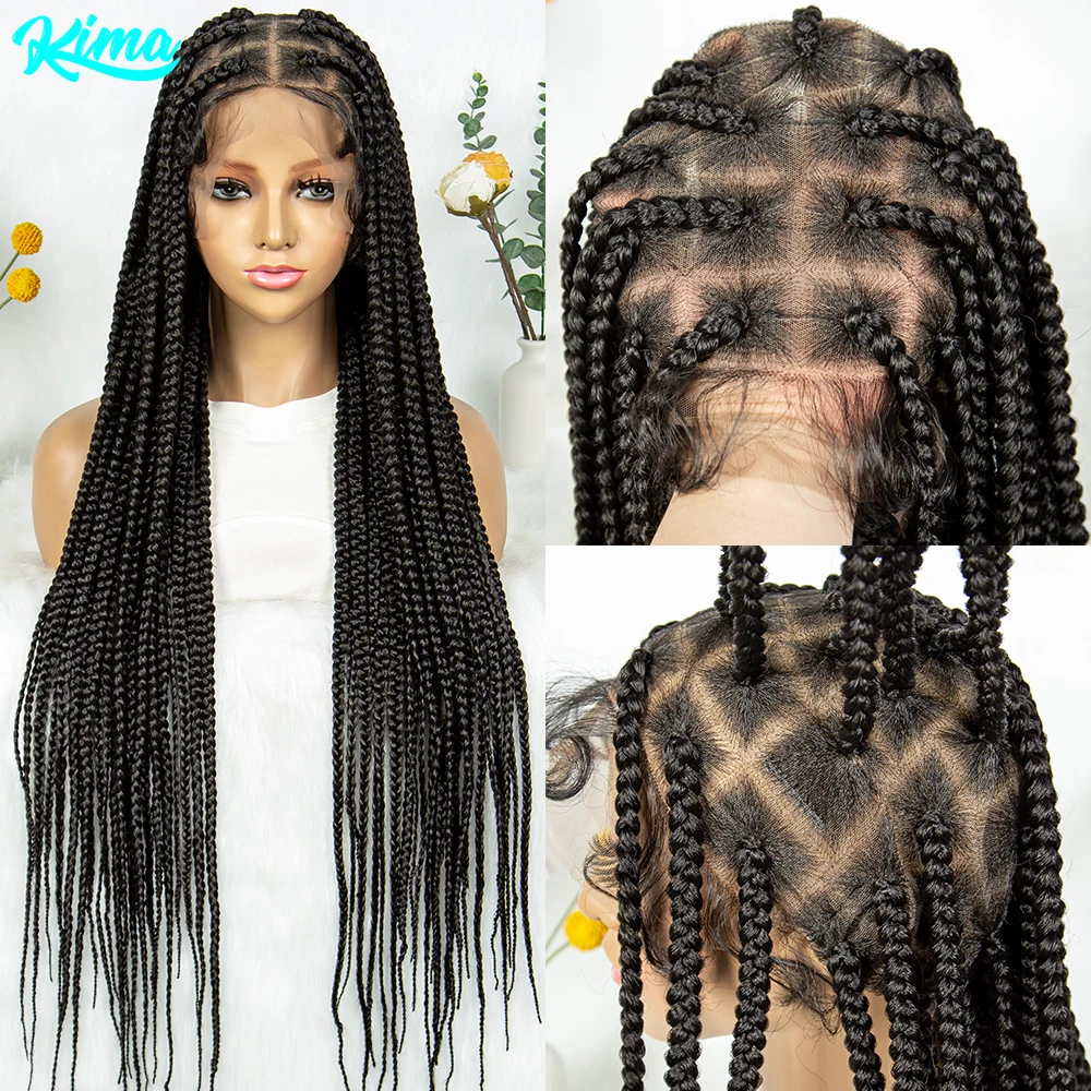 Kima Full Lace Front Braided Wigs Synthetic Jumbo Box Braided Wig Goddess Braiding for Black Women