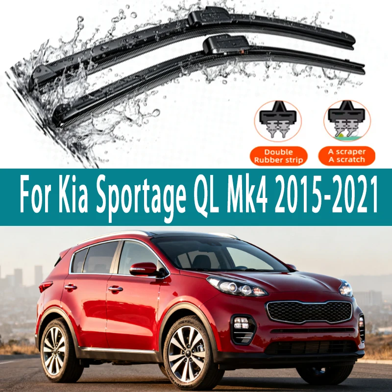 

LHD Front Wiper Blades For Kia Sportage QL Mk4 2015 2016 2017 2018 2019 2020 2021 Windshield 26"16"Accessories GT-Line