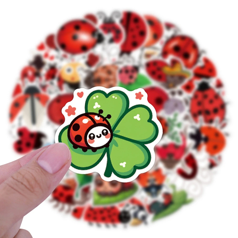 

10/30/55/110pcs Kawaii Ladybug Graffiti Stickers Cute Insect Cartoon Decals Water Bottle Luggage Phone Classic Kids Toy Sticker