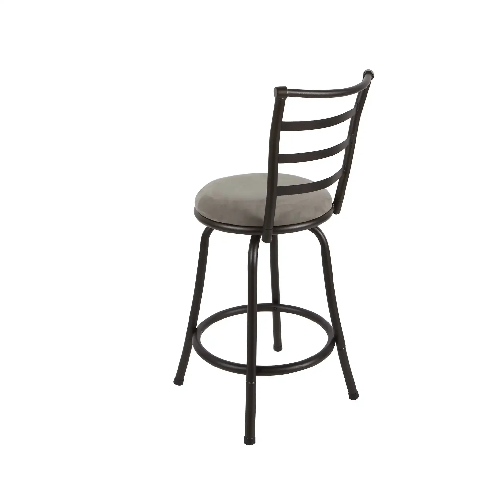 Indoor Adjustable 24" or 29" Swivel Barstool, Grey Microfiber Cushion