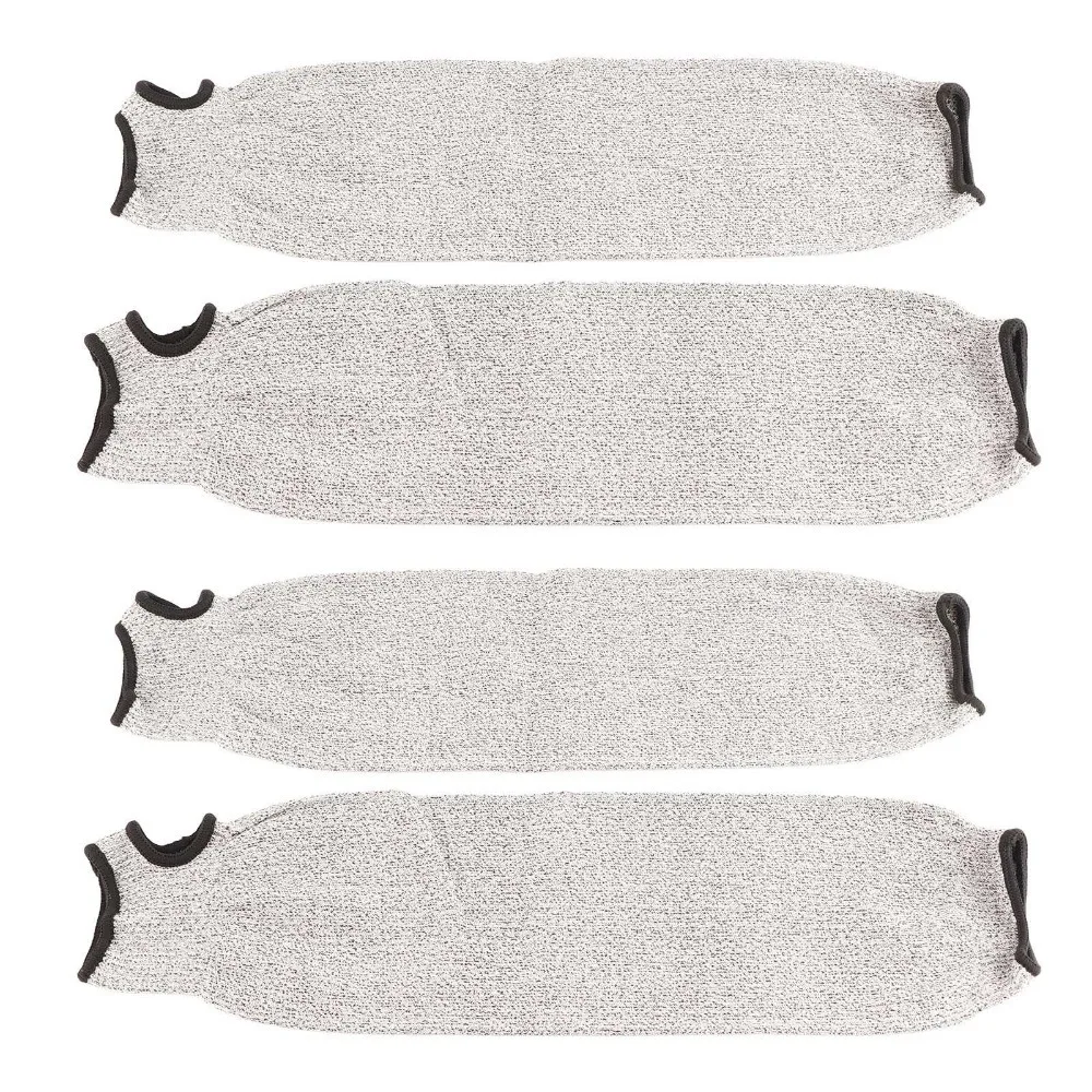 2 Pairs Pack Level 5 Protection Cut Resistant Arm Sleeves Thumb Hole Design Cut Resistant Fabric Safety Arm Guards