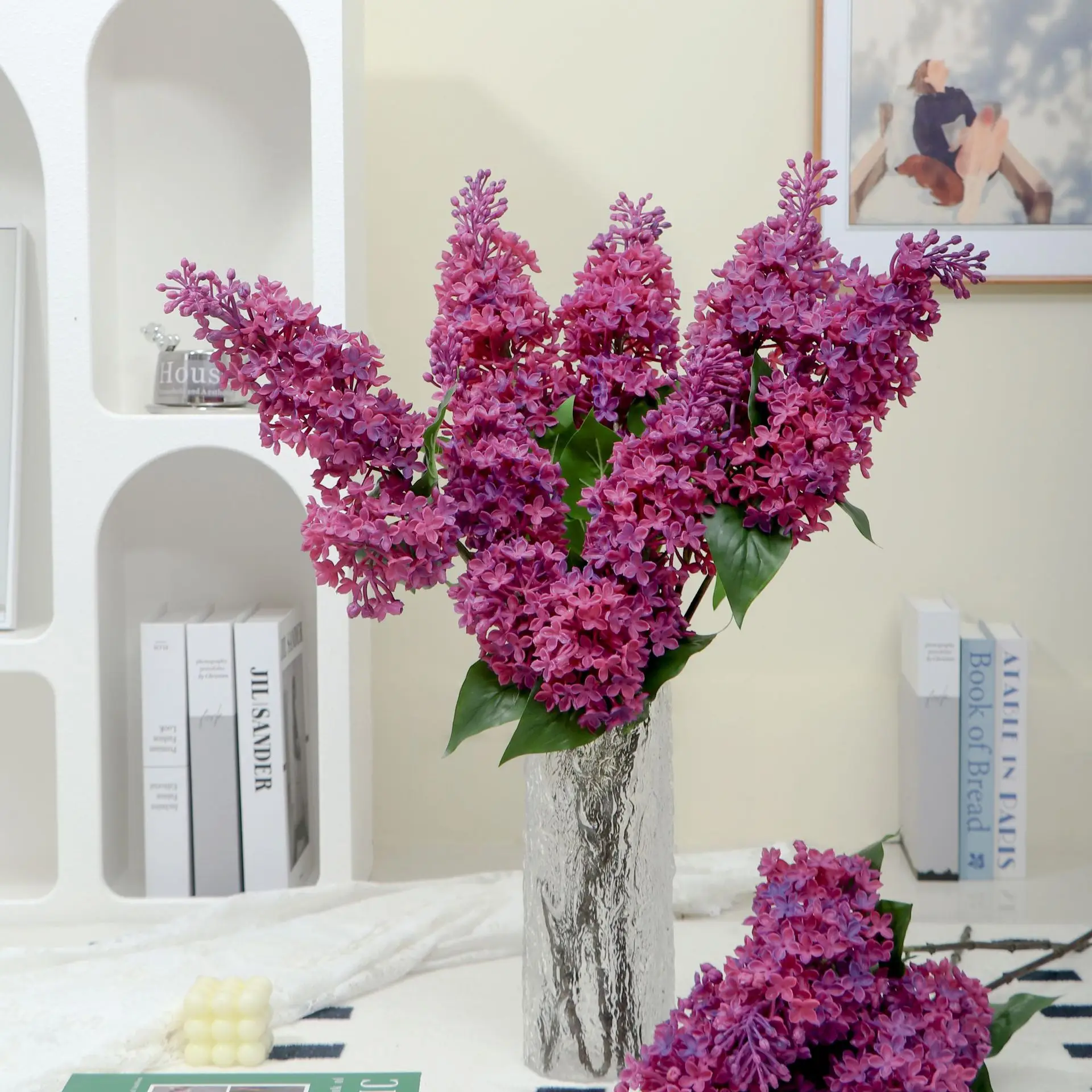 Artificial Silicone Lilac Flower,High Quality, Real Touch, 70CM Fake Plant, Wedding Decoration Flowers, Home Garen