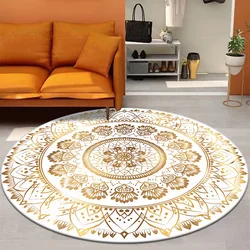 European Golden Luxury Round Carpet Living Room Sofa Large Rugs Comfortable Bedside Non Slip Carpet in Bedroom Coffee Tables Mat