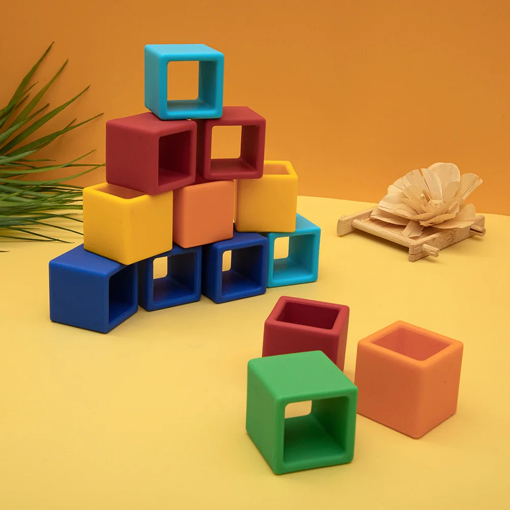 Puzzle géométrique en silicone Montessori pour enfants, tri de briques mathématiques, apprentissage alth, jeu de dos, jouets pour bébés et tout-petits