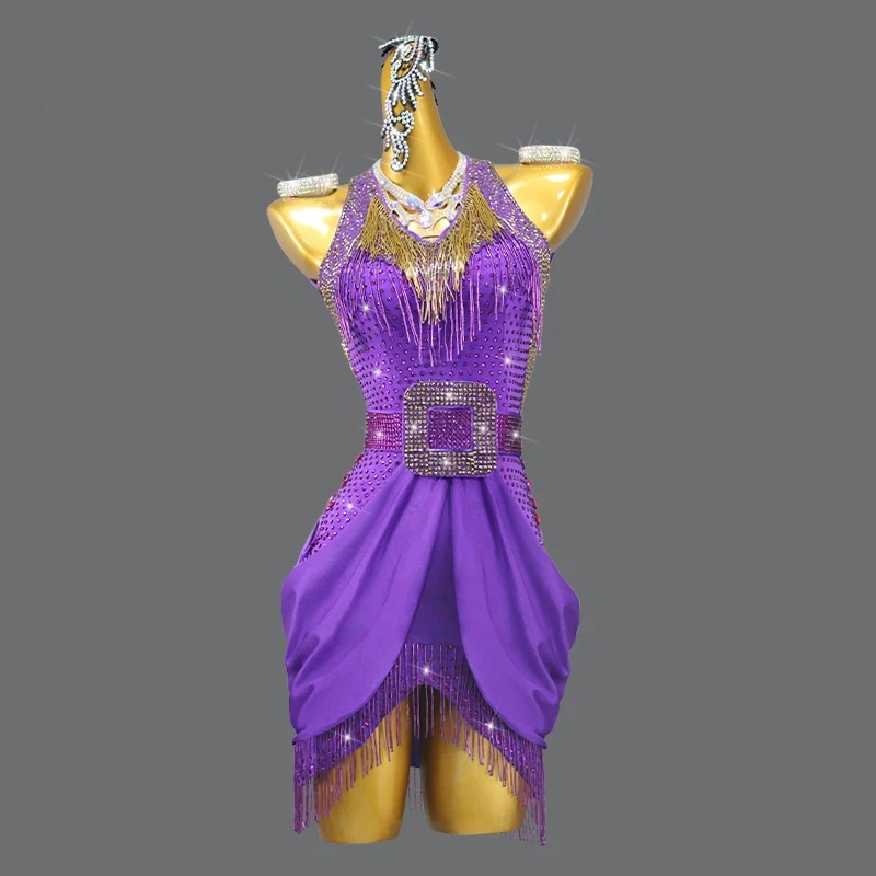 Womens Party Dress Latin Dance Costume Competition Girls Stage Performance Clothes 2026 Elegant Match Suit Prom Dancewear Skirt
