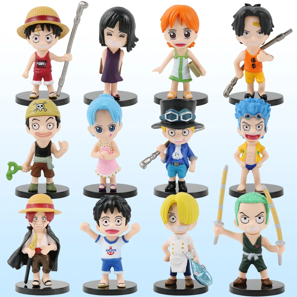 

12pcs/Set Anime One Piece Figures Luffy Nami Zoro Chopper Shanks Sabo Vinsmoke Sanji PVC Action Model Toys