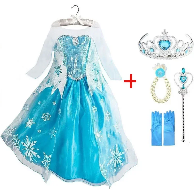 Vestidos de niña de marca de verano, ropa para bebé y niño, vestido de princesa Anna Elsa, disfraz de Reina de la nieve, disfraz de fiesta para niños, ropa de Halloween}
