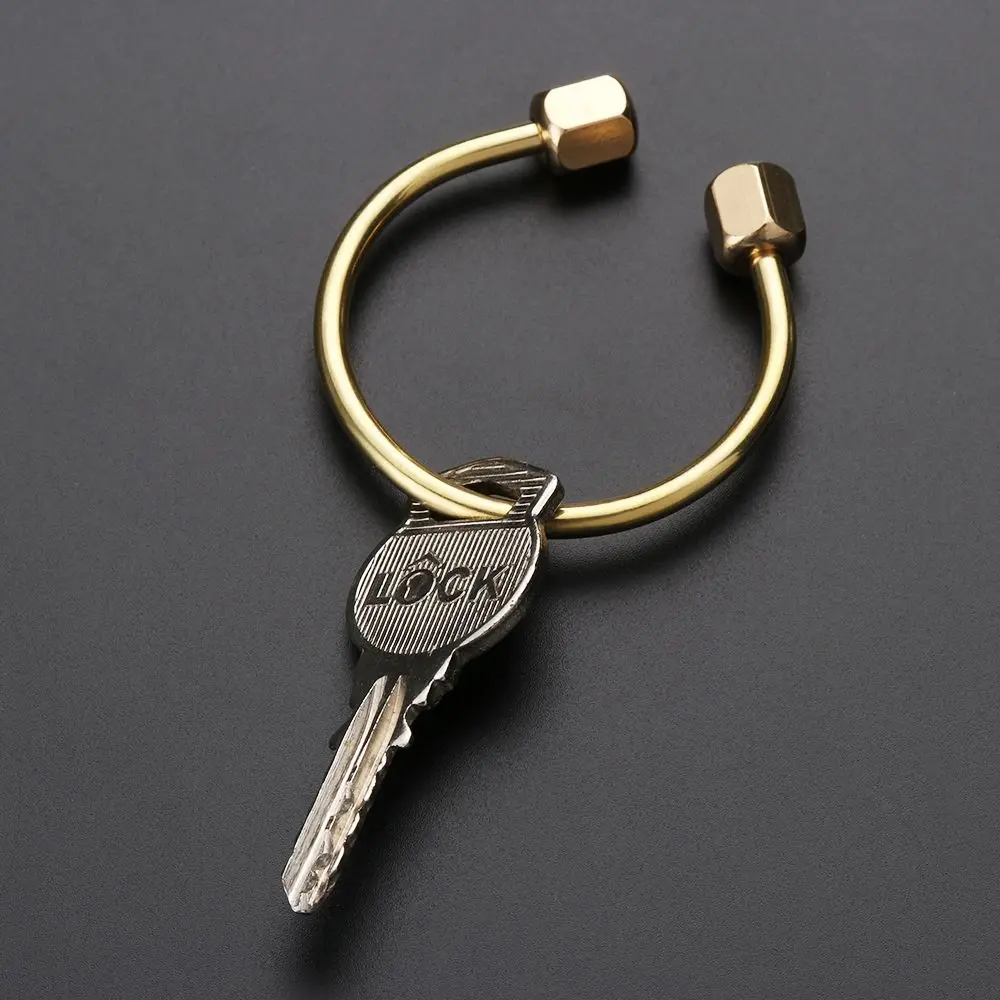 7 Styles Vintage Brass Keychain Portable Unique DIY Craft Tools Whistle Ruler Key Ring Pendant Creative Jewelry Accessories