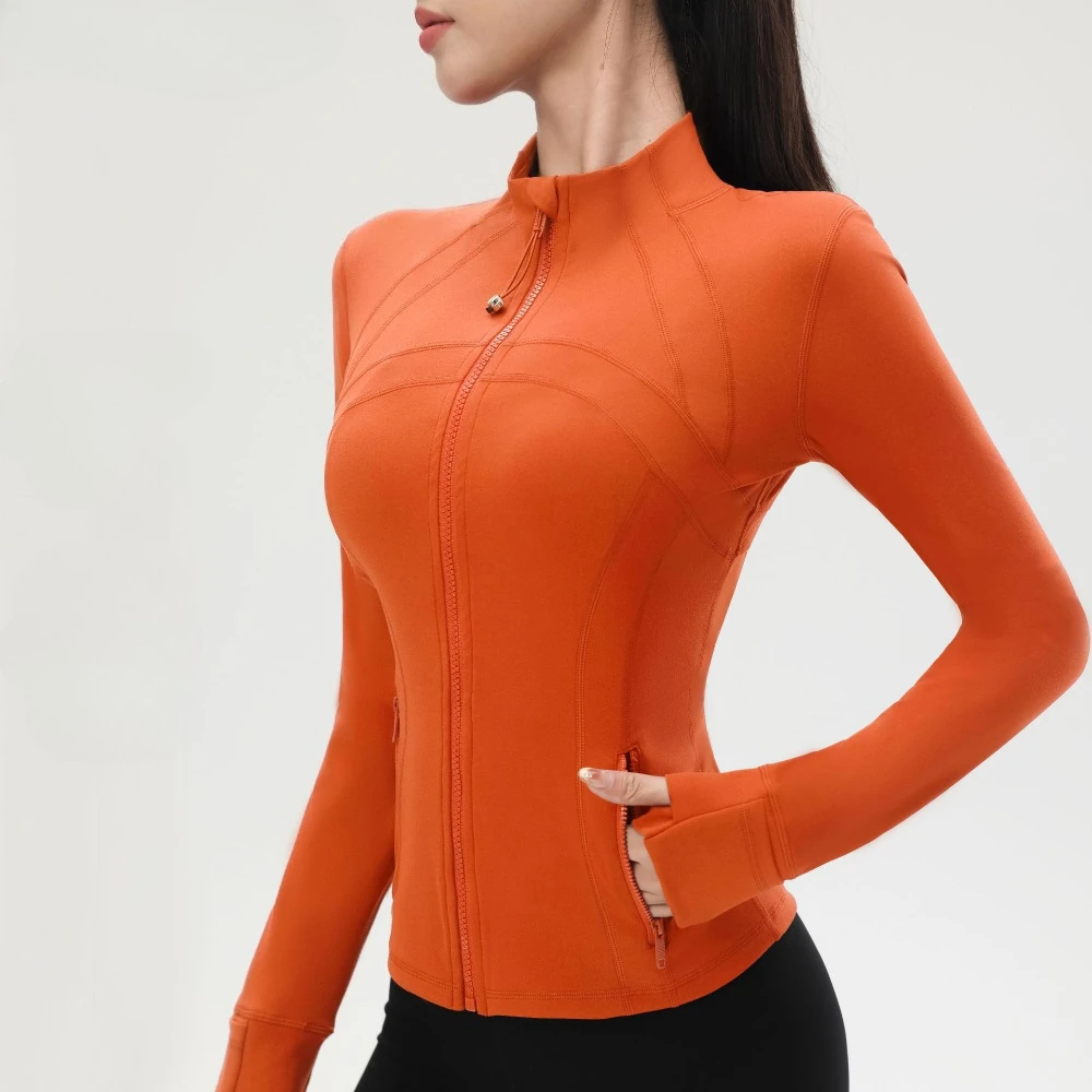 Outdoor Sports Stand-up Collar Zipper Outer Wear Yoga Jacket Slim Long-sleeved Top Fitness Wear Yoga Wear Jacket