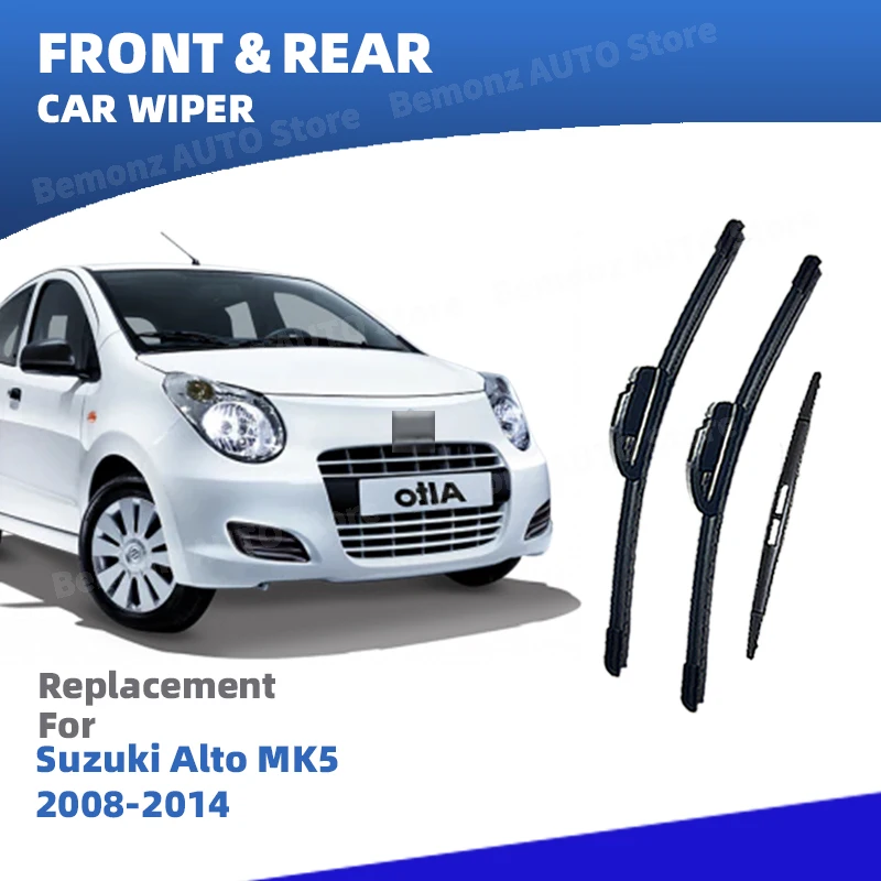 LHD Vorne Hinten Scheibenwischerblätter Für Suzuki Alto MK5 2008-2014 3 stück Windschutzscheibe Pinsel Zubehör 2009 2010 2011 2012 2013