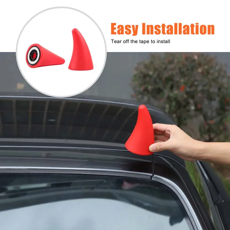 Car 3D Devil Horns Sticker For Mazda MX-5 Miata 2016+ Halloween Car Roof Decor Bull Horns exterior accessories
