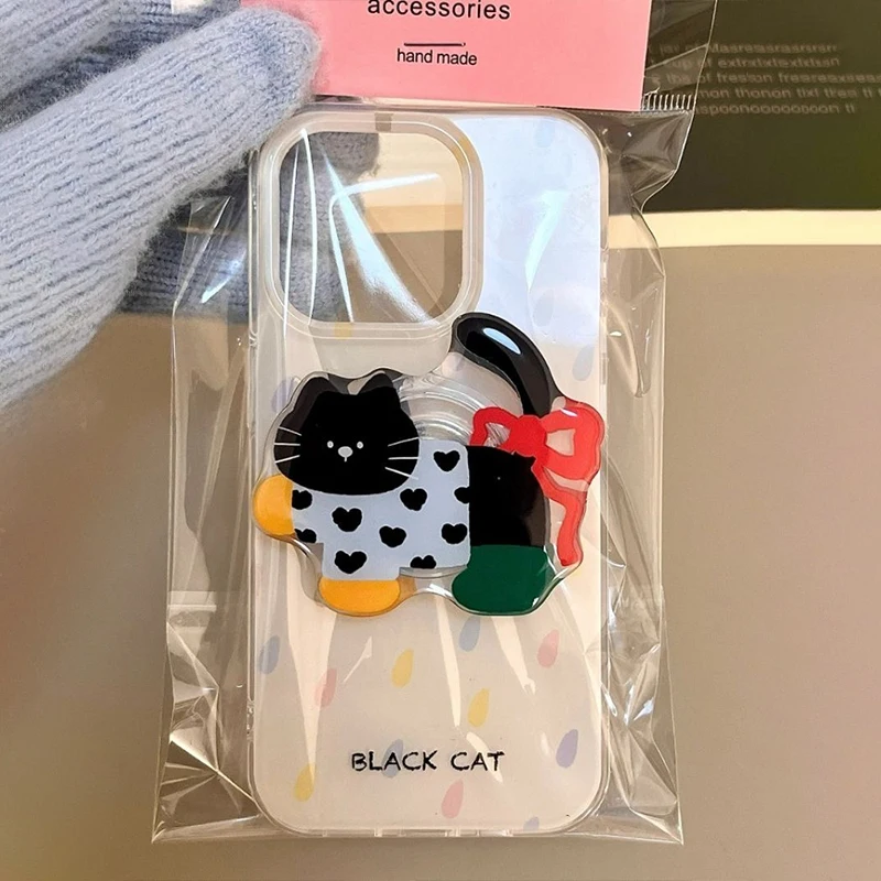 Korean Cute Cartoon Cat Grip Tok Griptok Phone Stand Holder Support For iPhone 15 14 7 8  Samsung Universal Accessories Holder