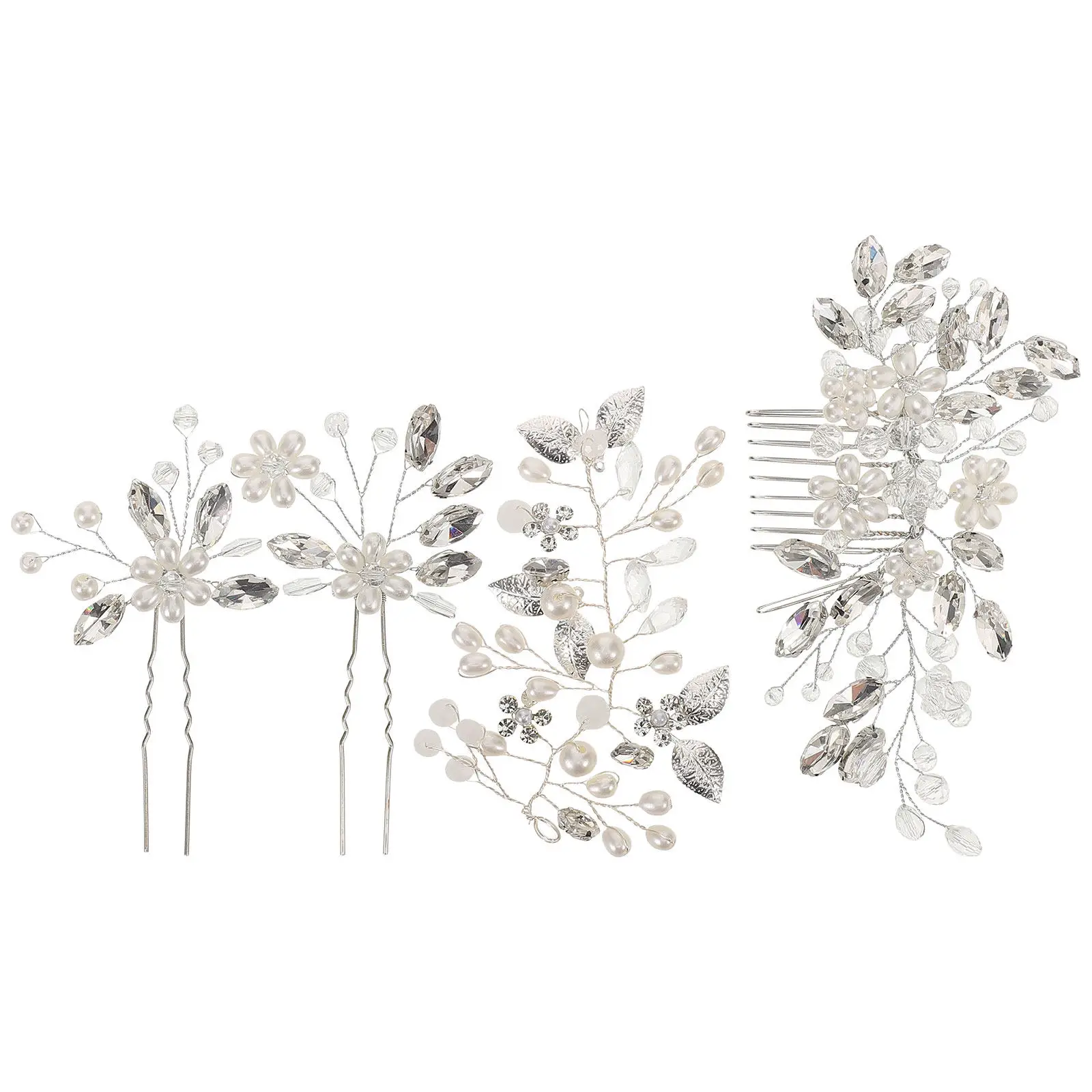

Набор из 4 заколок-гребней с жемчугом и кристаллами, в старинном стиле, со стразами, с широкими зубьями, для женщин, девушек, невест, для причесок в стиле Ханьфу, на свадьбу, для вечеринок