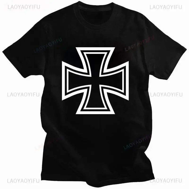 Classic German Army Iron Cross First Men T Shirt Vintage Summer O-neck T-shirt Unisex Streetwear Men Clothing