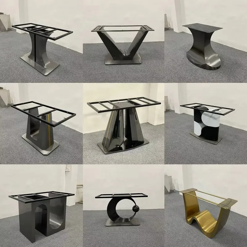 Luxury Marble Dining Table Legs Light Rock Plate Bracket Stainless Steel Base for Rectangular Tables Furniture