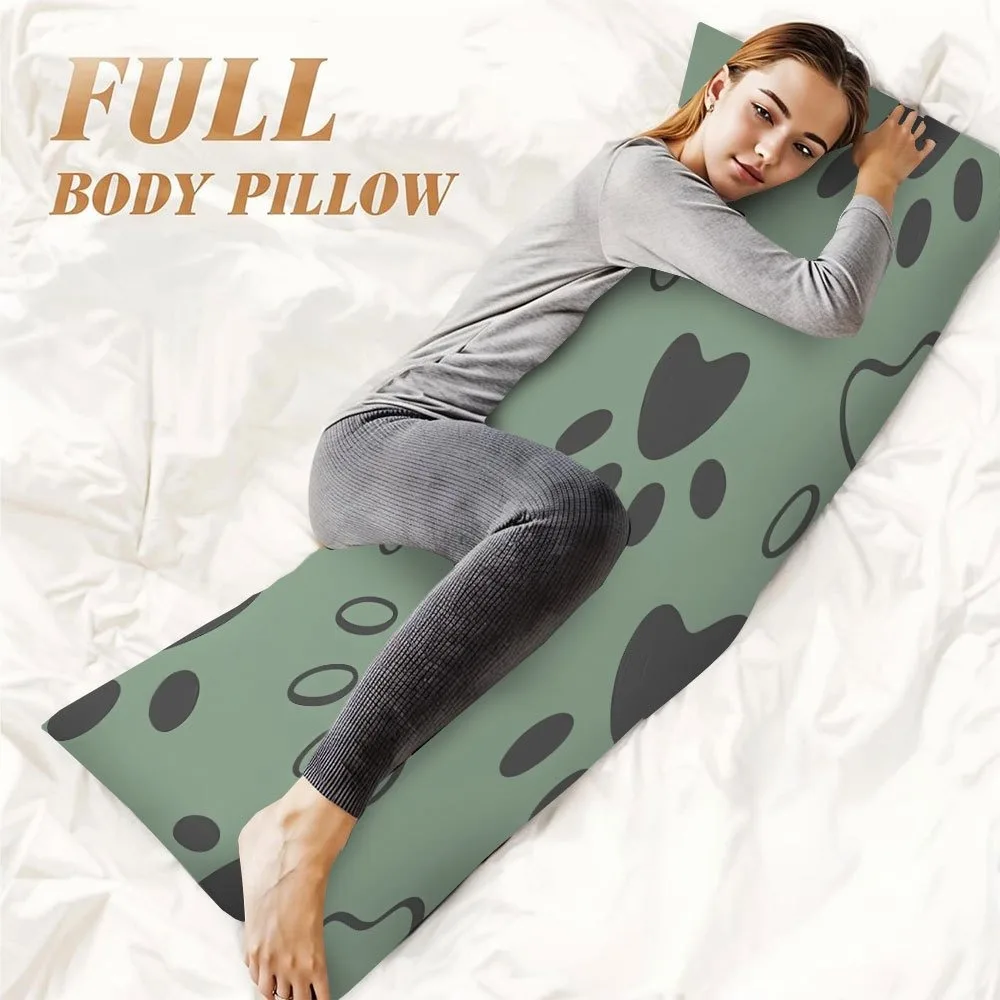 1 Modern Paw Print Long Pillow Cover - No Insert 20*54inch/50×137cm, 100% Polyester Fabric, Machine Washable with Zipper Closure