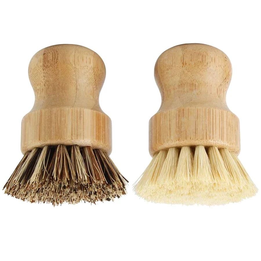 Kitchen Bamboo Dish Scrub Brushes Wooden Cleaning Scrubbers for Washing Cast Iron Pan Natural Sisal Bristles Cleaning Tools