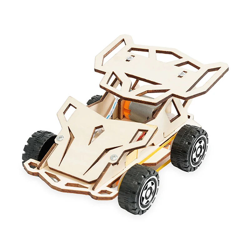 Coche de Control remoto de madera DIY, tracción en las cuatro ruedas, carreras, ensamblaje, Kits de experimentos científicos, juguete educativo STEM para niños