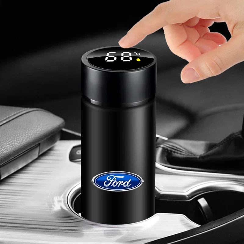 500ml Smart LED Temperature Display Car Portable Thermos Cup car supplies For Ford Focus Mondeo Kuga Fiesta MK7 Escort 2 4 MK2