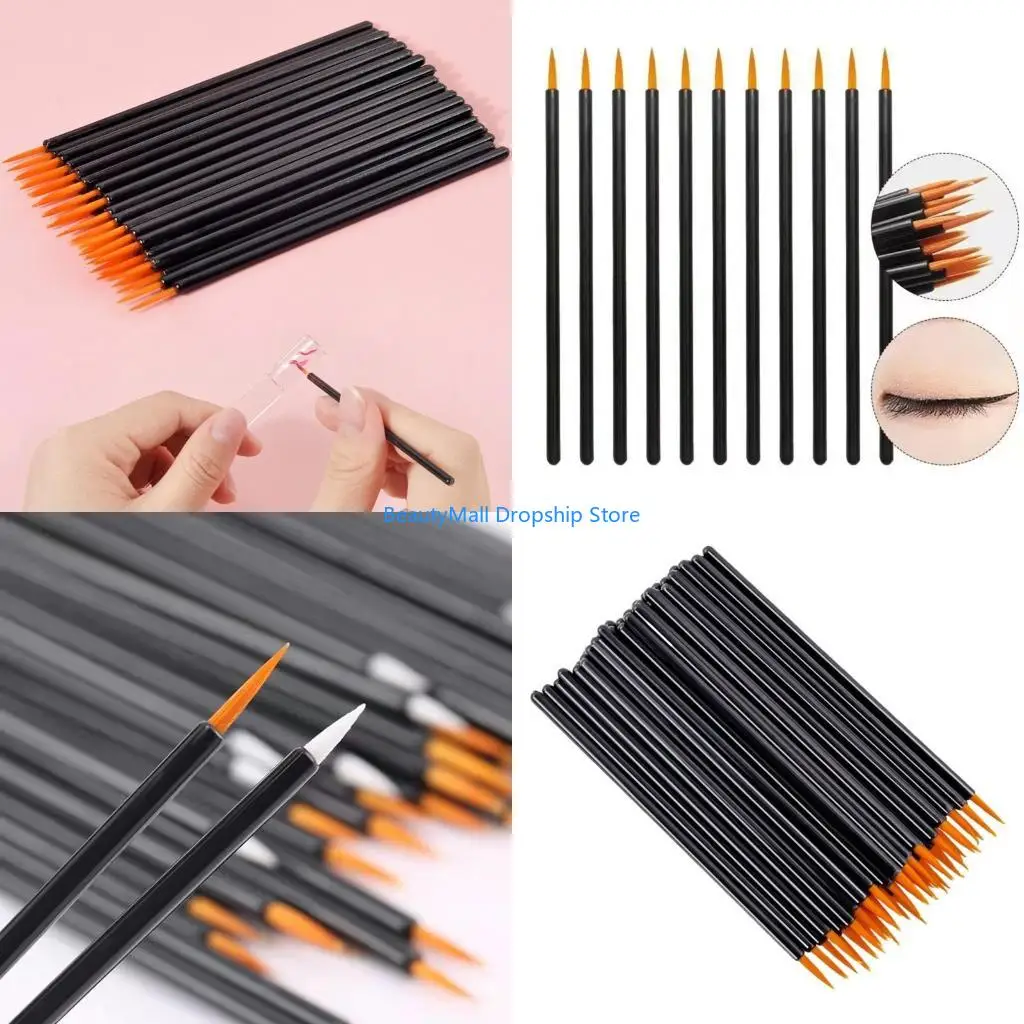 40JD 50 Pcs/Set Eyelash Extension Brushes Disposable Brushes Lipstick Brush Sticks Eyeshadow Brush