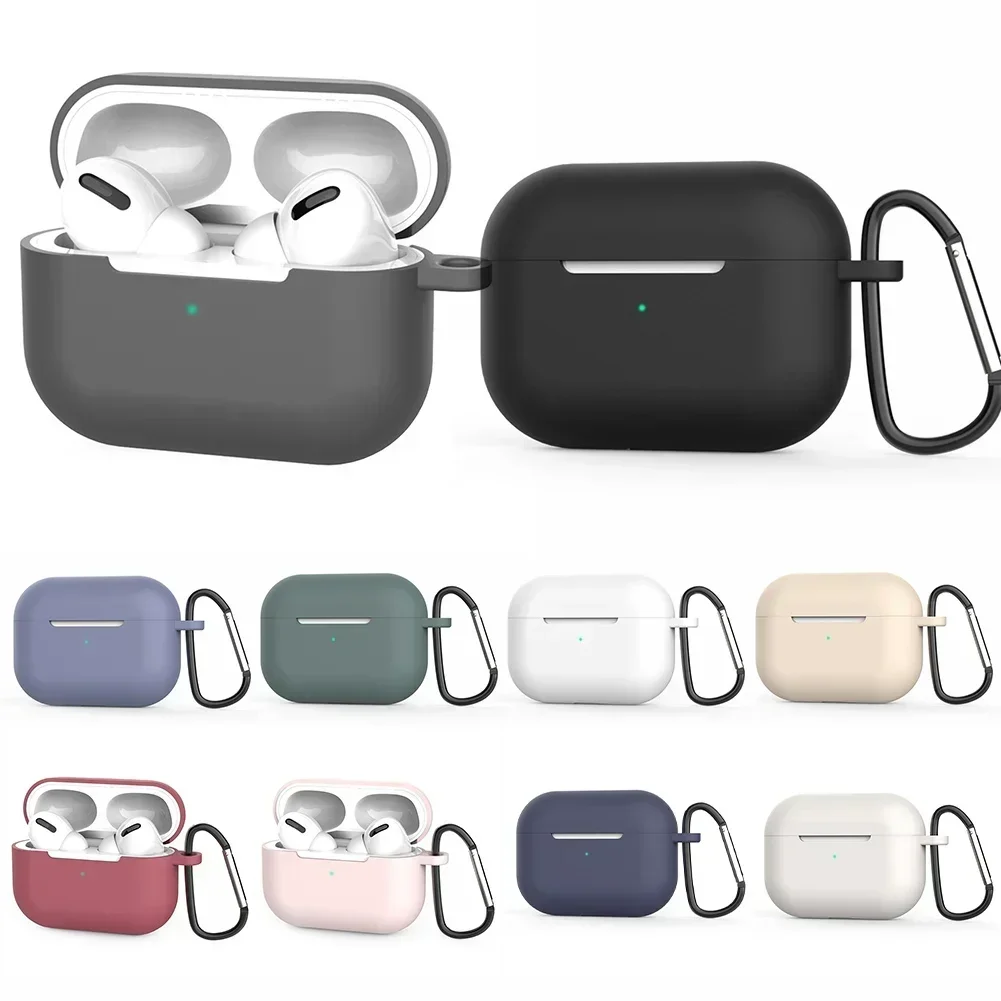 Solid Color Simple Style Silicone Protective Case Gift For Airpods 1/2/3/Pro 2 Earphone Protective Cover With A Built-in Hook