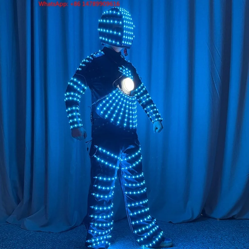 LED Luminous Robot CostumeRICHSHINING Custom Full Color LED Robot Suits With Helmet LED Stilts Cosplay Costume Suits Traje Party