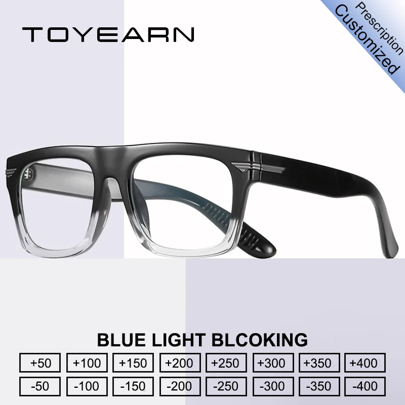 

TOYEARN Vintage Square Reading Glasses Women Blue Light Blocking Myopia Hyperopia Prescription Men Optical Eyeglasses Frame