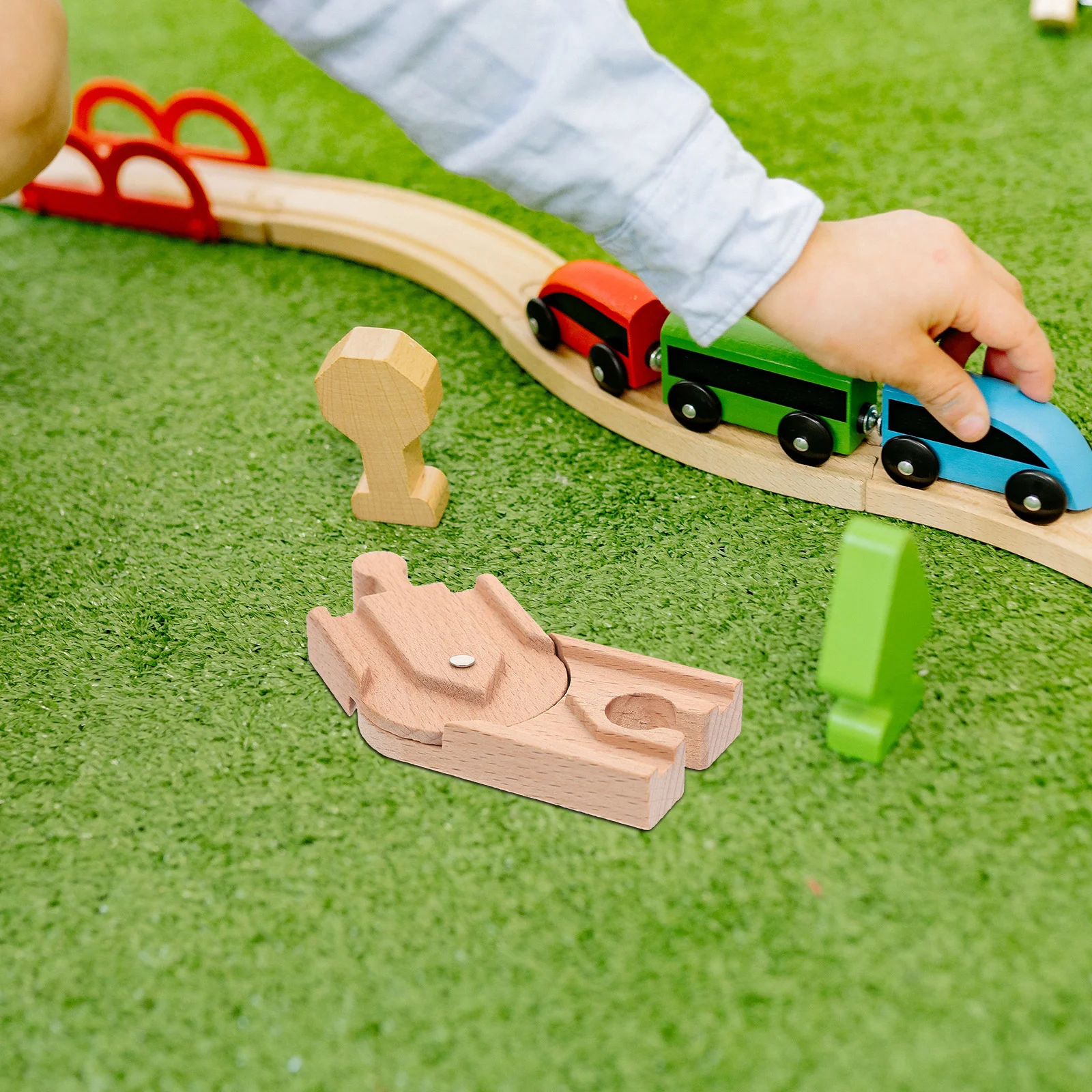 Train Bulk Track Kids Plaything Rail Wooden Tracks Accessory Railway Playthings