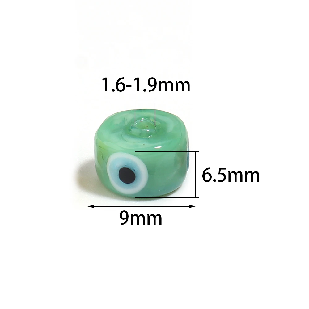 10 Stück Runde Augen-Lampwork-Glasperlen Bunte Zylinderförmige Lose Abstandsperlen für Schmuckherstellung DIY Armband Halskette Zubehör – Detail 1