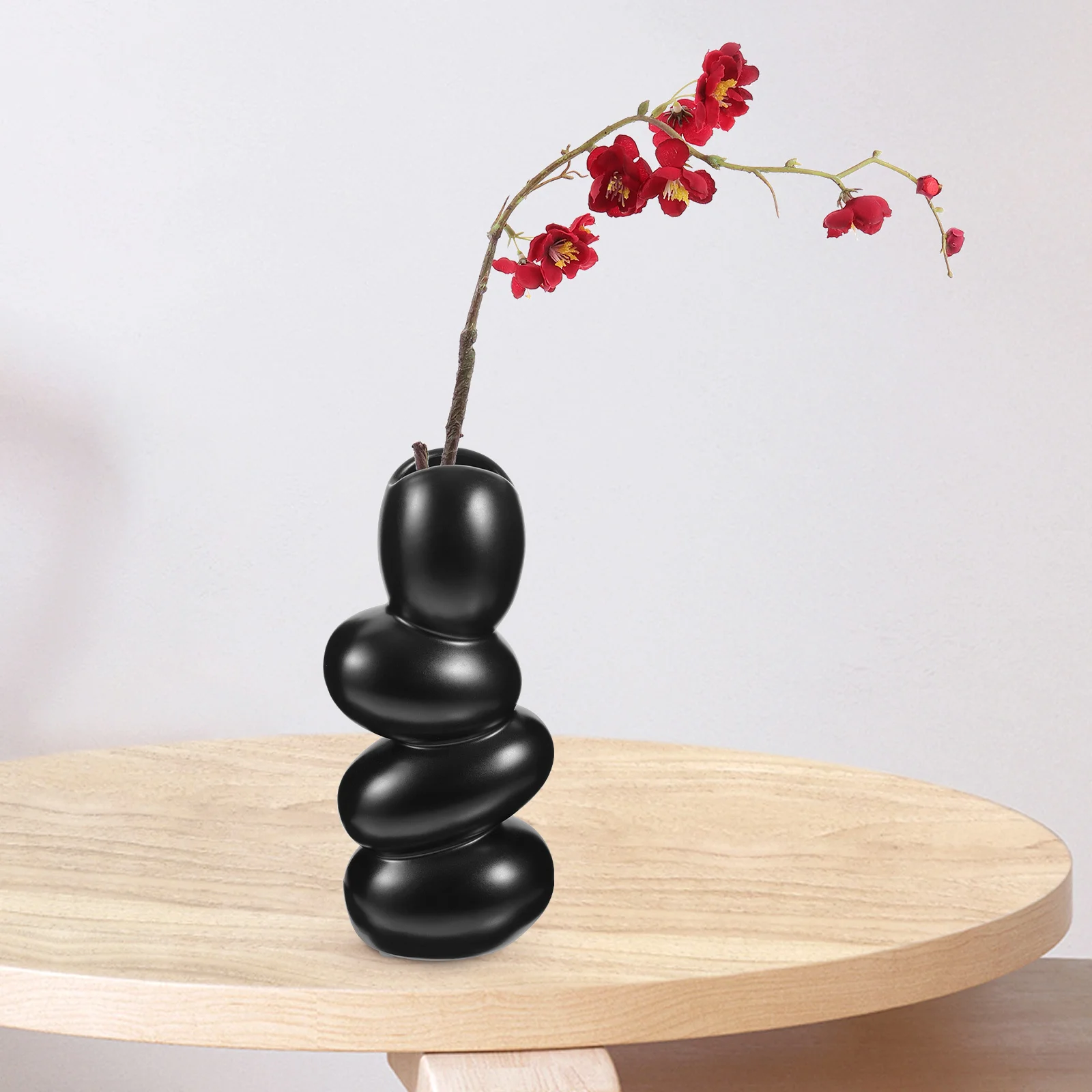 

Ceramic Vase Abstract Cobblestones Shape Decorative Flower Arrangement Holder Artistic Floral Vase for Home Office Mall Bedroom