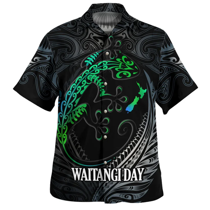 Harajuku Summer 3D New Zealand Maori Silver Fern Papua Flag Printed Shirts NZ WAITANGI DAY Graphic Short Shirts Fashion Clothing