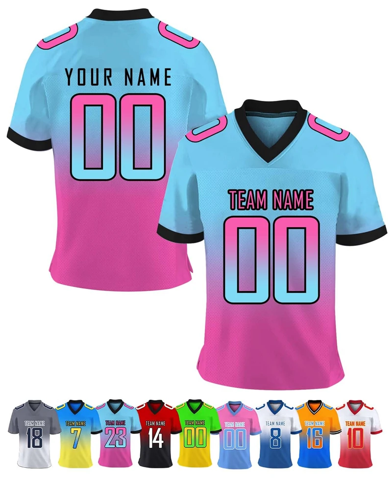 

Free Custom Name Team Football Jersey Personalized Printed Name Logo Breathable Uniform For Men Women Youth Kids Fans Gift Tops