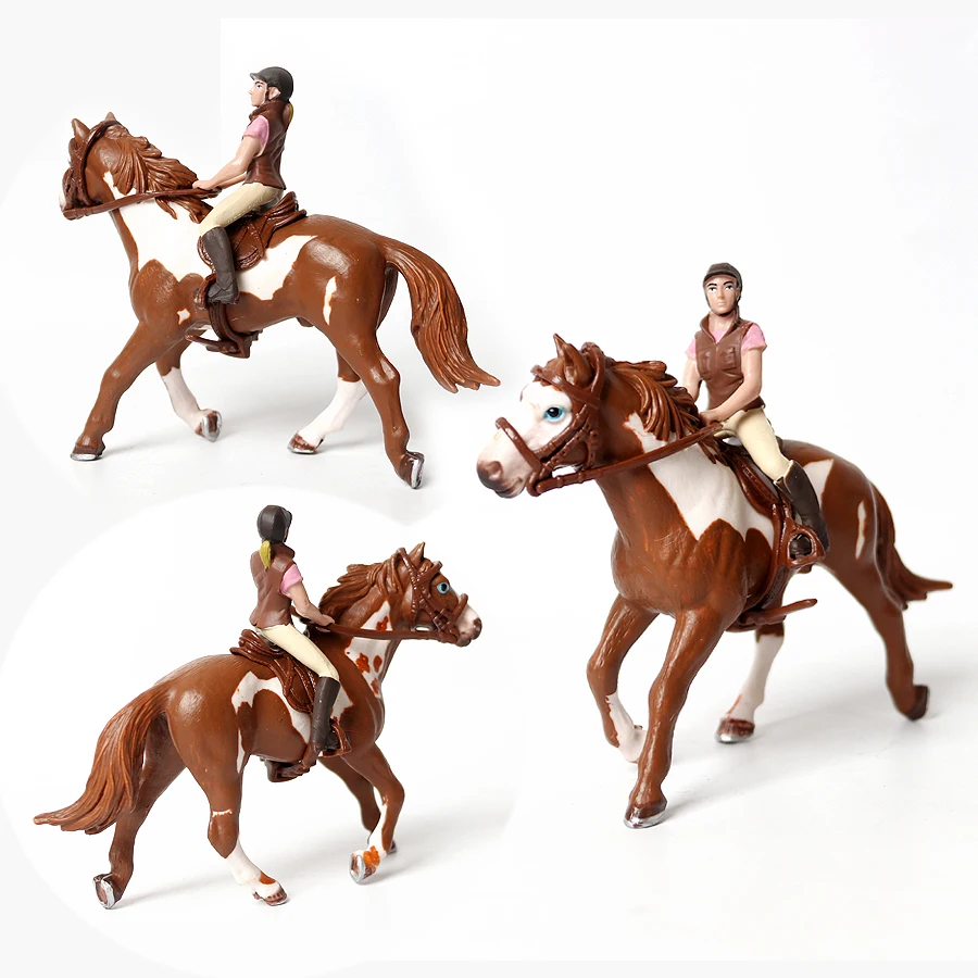 ม้า Playset ตุ๊กตาสัตว์ขี่ม้า Rider Action Figure ฟาร์มพลาสติกสัตว์ของเล่นม้านวนิยายของเล่นเด็กสําหรับของขวัญเด็ก