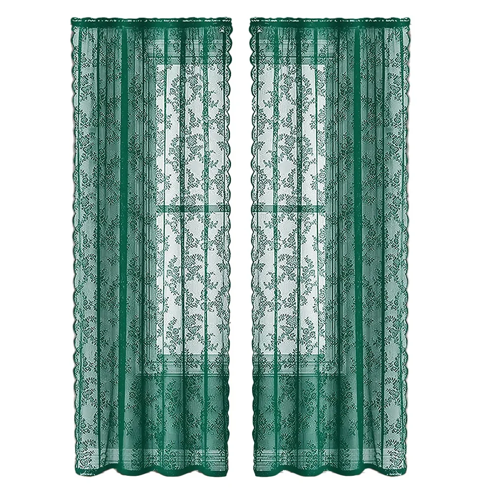 

Beautiful Lace Curtain Green Lace Curtain Home Decor Vivid Green Color Intricate Lace Pattern Privacy Protection