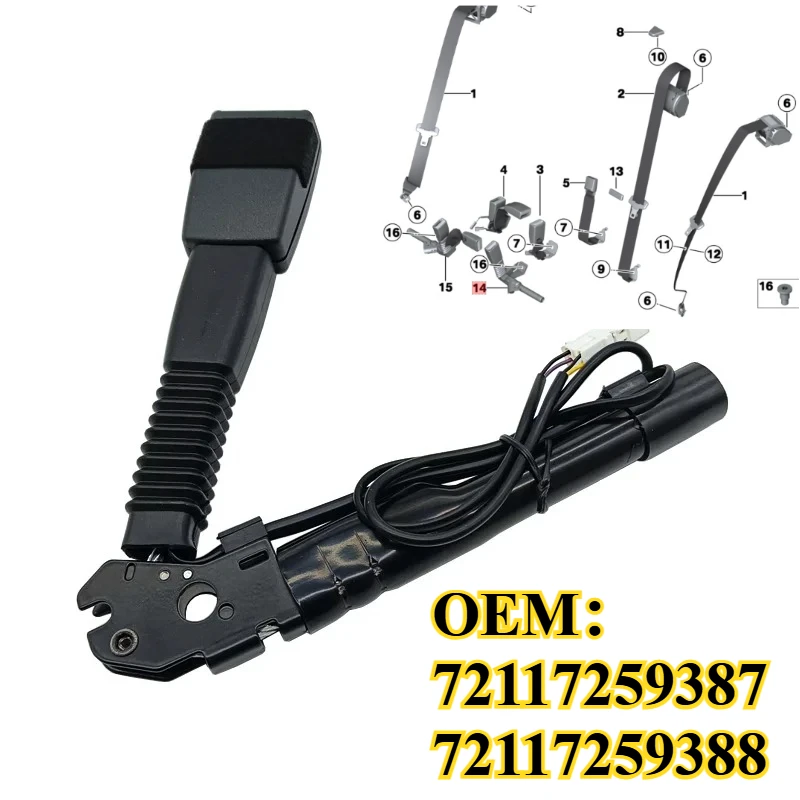

For BMW 1' F20 F21 3' F30 F31 F35 F34 F32 Universal Seat Belt Extender Steel Safety Belt Buckle OEM:72117259387 72117259388