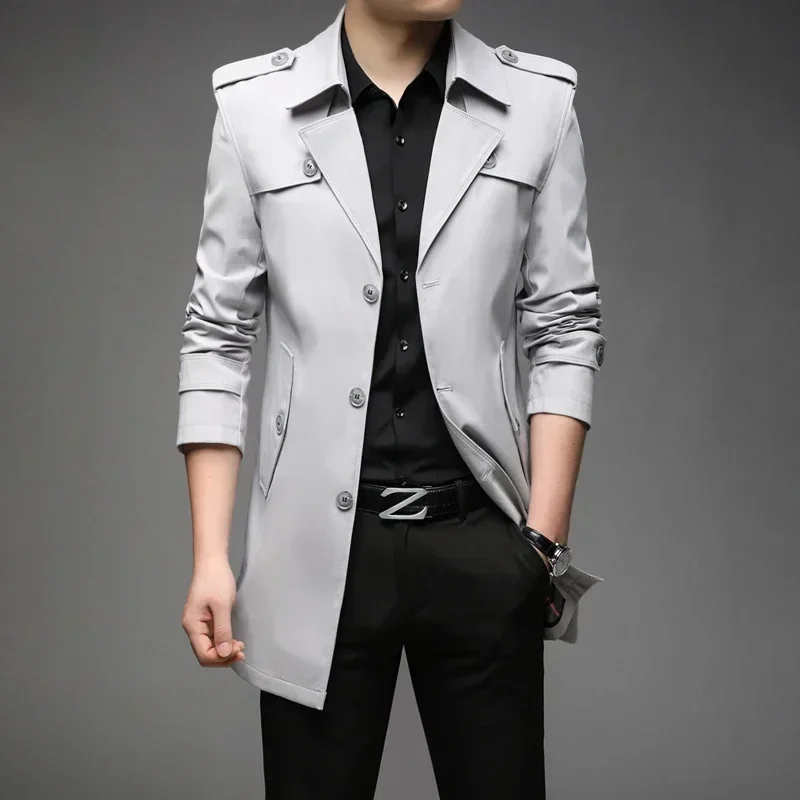 Autumn Men Long Trench Fashion British Style Trench Coats Mens Casual Outerwear Punk Jackets Windbreaker Brand Clothing