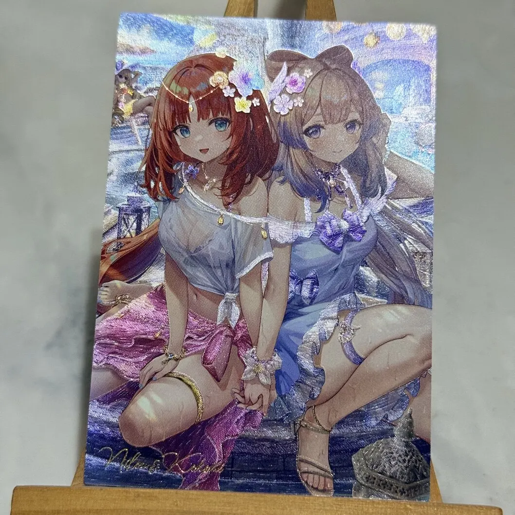 3Pcs/set Diy Self Made Genshin Impact Nilou Collection Card Coarse Flash Hot Stamping Hoshimi Miyabi Anime Cards Gift Toys