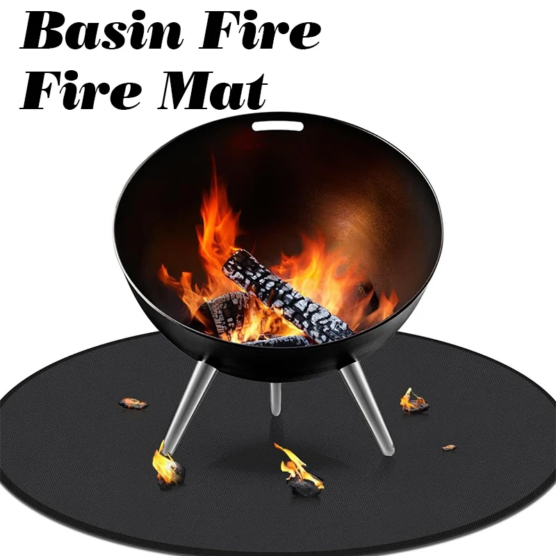 

Barbecue Fireproof Heat-Proof Mat Glass Fiber Under Grill Fireproof Mat 36 Inches Reusable Fire Pit Mat Round Pad Picnic Blanket