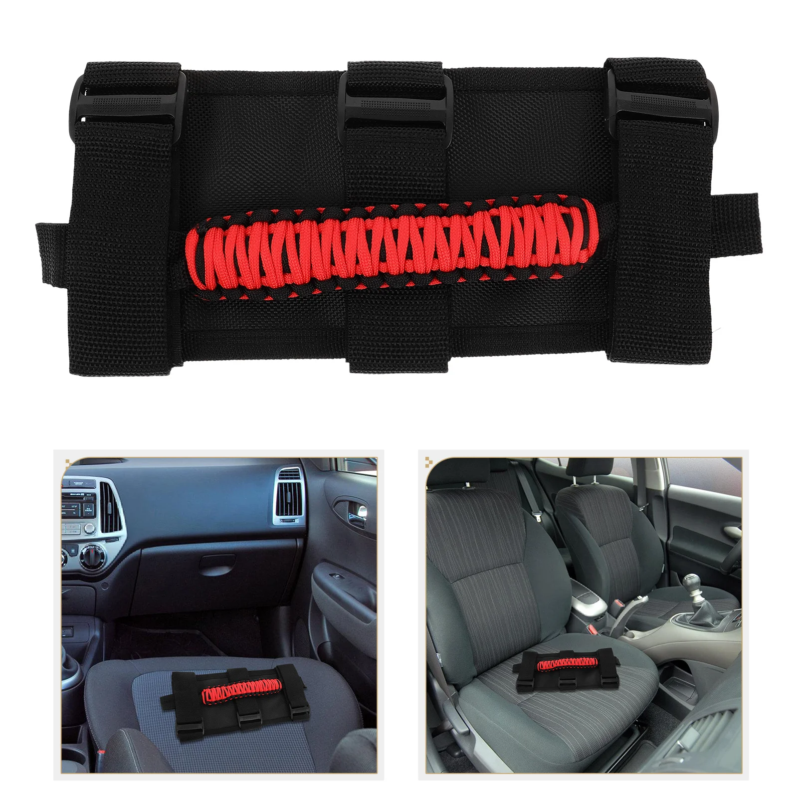 

Woven Paracord Grab Handle Compatible Durable Nylon Car Assist Handle Passenger Stability Offroad Grip