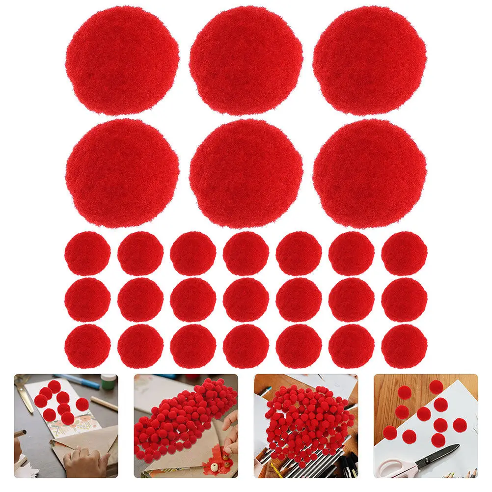 

600Pcs Pom Pom Balls 25Mm Soft Red Craft Supplies for DIY Crafts Kids Adults Home Decor Art Projects Educational Activities