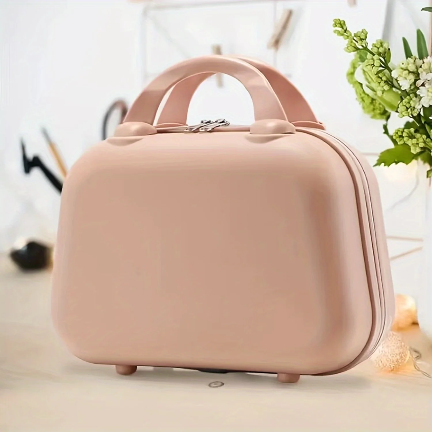 

Minimalist Solid Color Luggage Handbag, Lightweight Makeup Organizer, Versatile Cosmetic Bag For Travel