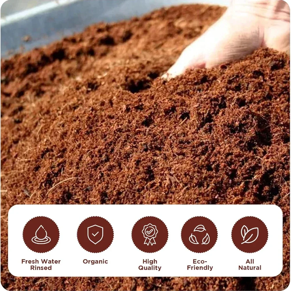 2pcs Coconut Fiber Bricks, Universal Desalting Coconut Soil Mix for Gardening and Potted Plants–Ideal for Indoor&Outdoor Use